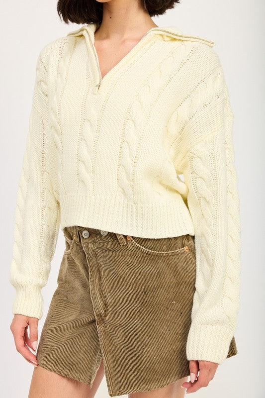 Daniela | Half zip cable knit sweater - Image 9