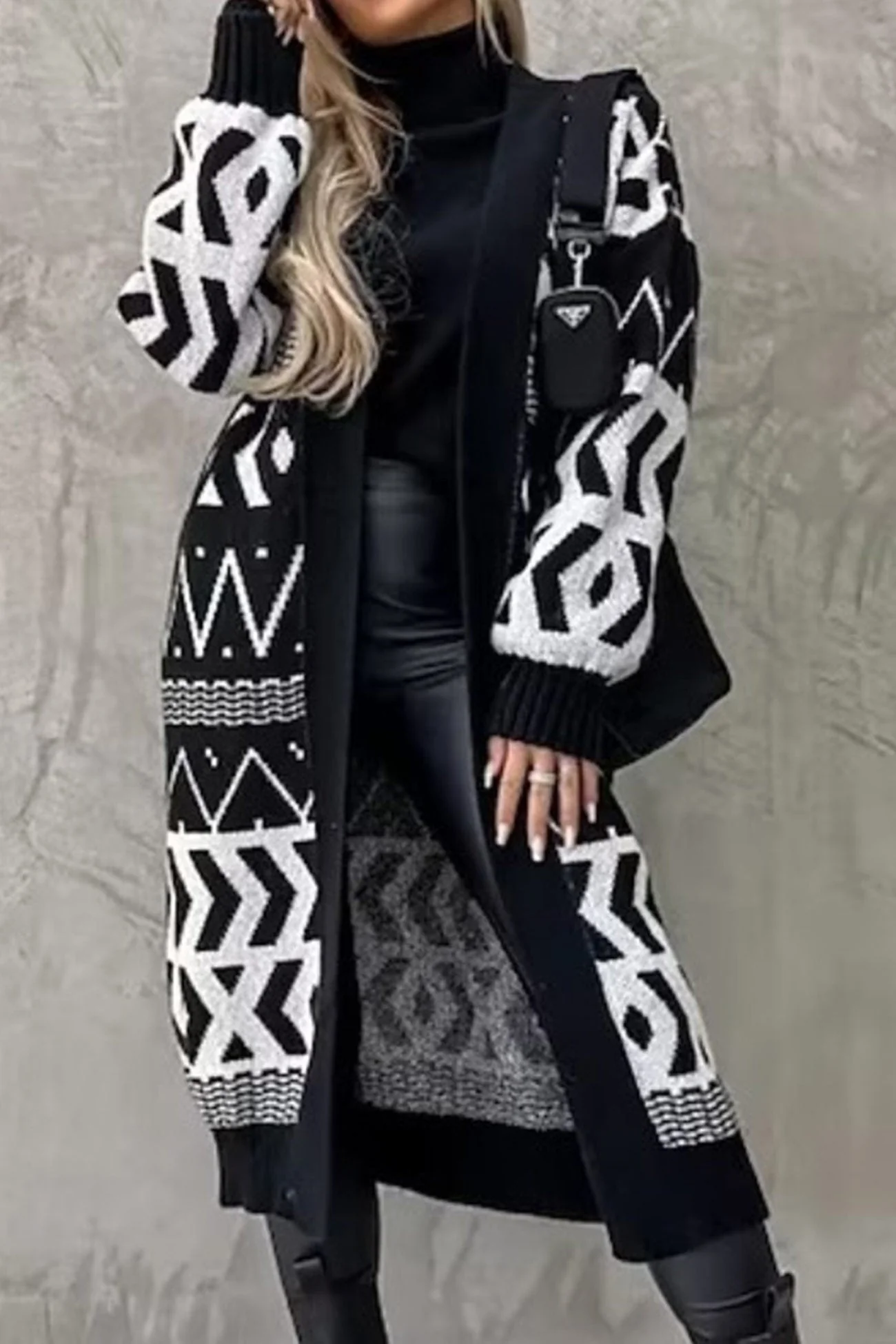 Daniela | Long vintage jacquard patchwork cardigan