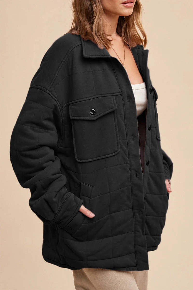 Danielle | Casual everyday outerwear with plain pocket buttons and turn-down collar - Image 4