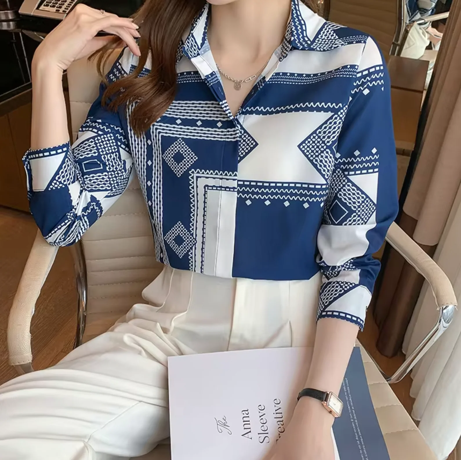 Danielle® | Geometric Print Blouse - Image 2