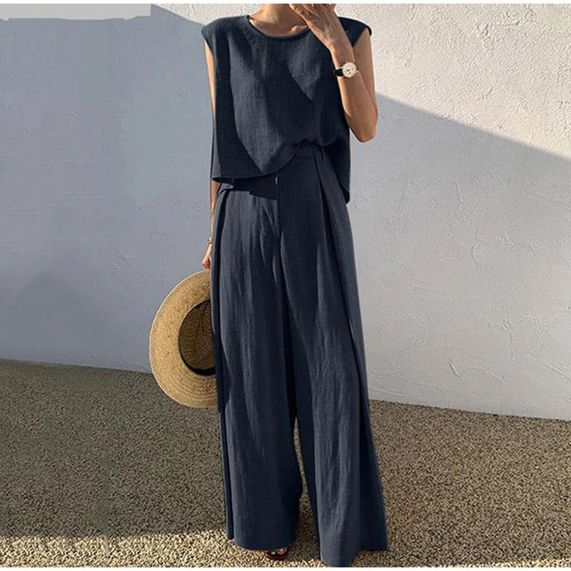 Danielle® | Loose Sleeveless Top And Wide-Legged Pants - Image 3
