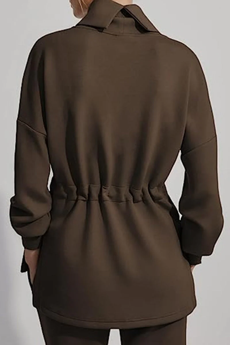 Danna | Casual solid color drawstring half turtleneck sweaters - Image 15