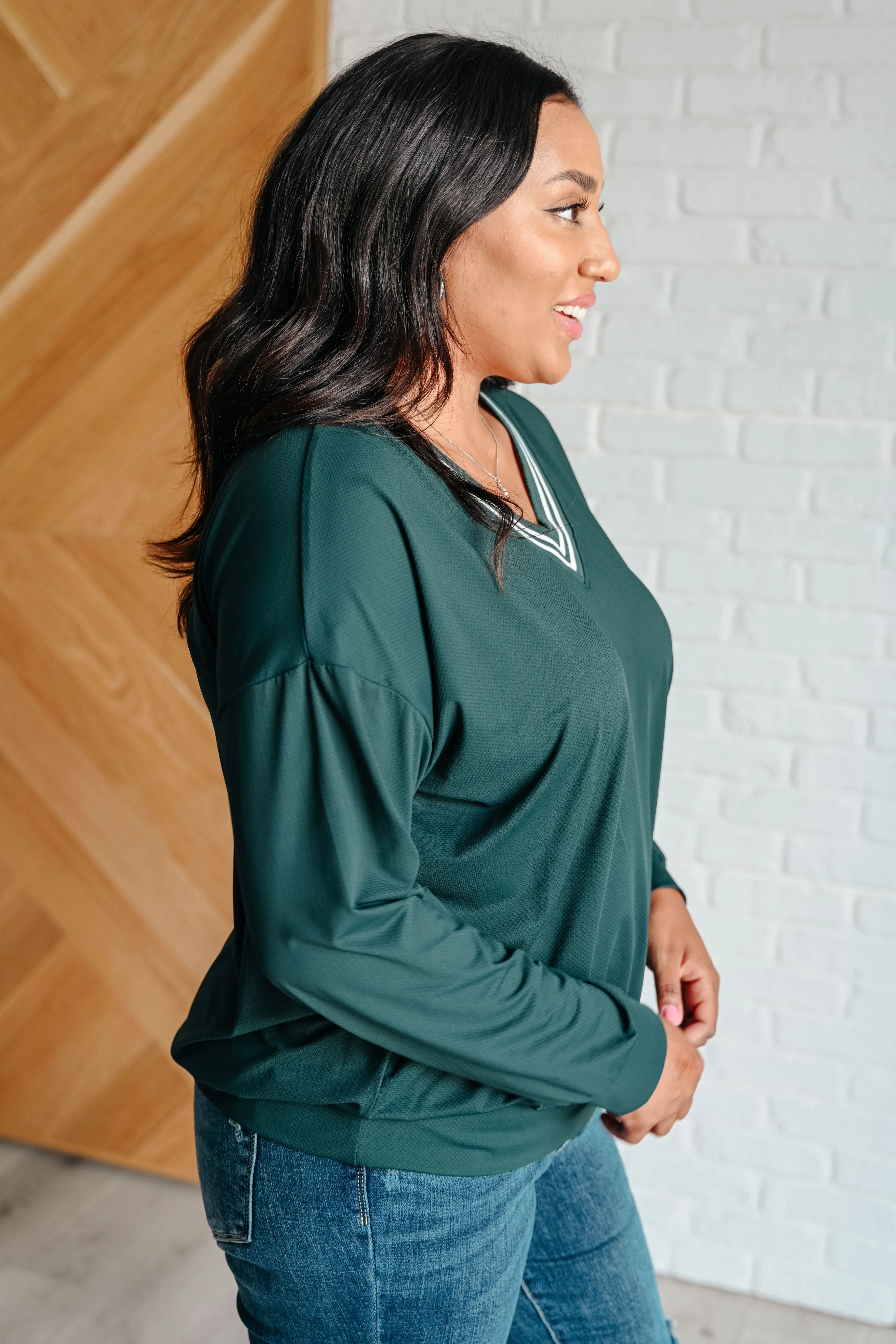 Daria | All Out Comfort V-neck sweater in midnight green - Image 6
