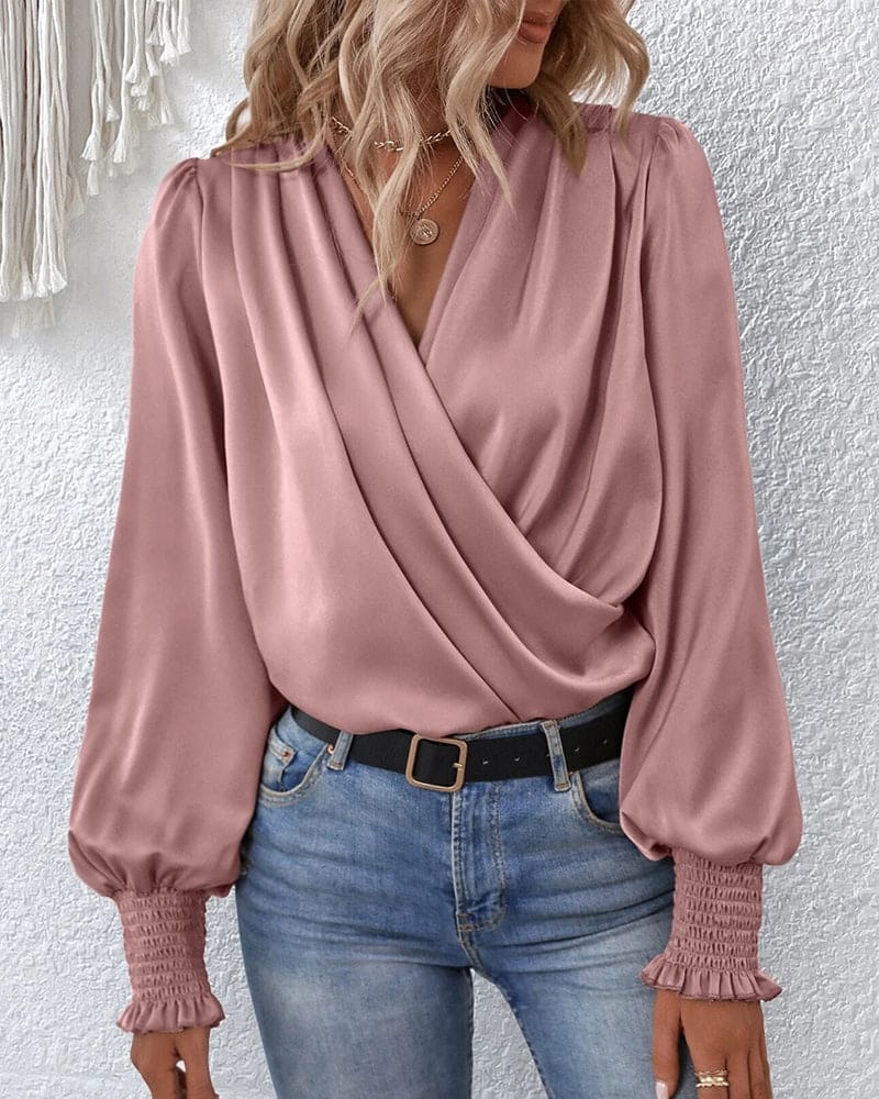 Daria® | Elegant Long-Sleeved V-Neck Blouse - Image 3