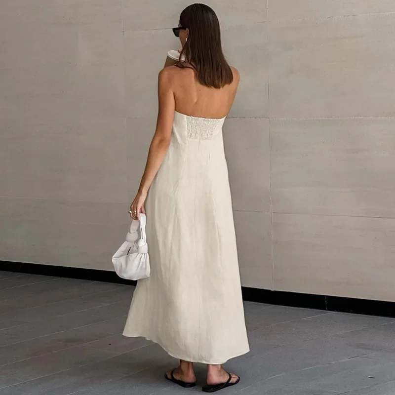 Daria® | Khaki Linen A-Line Dress With Pockets - Image 5