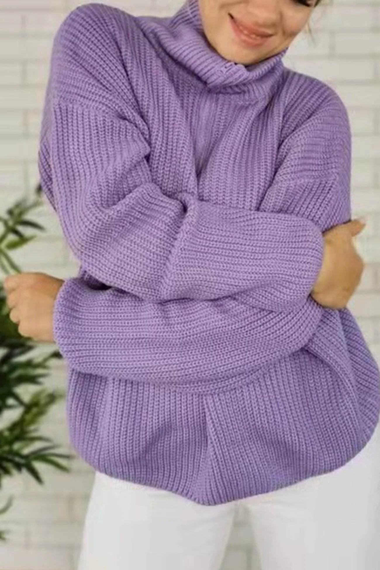 Daria | Pullover knit top with stand-up collar and zip - Image 4