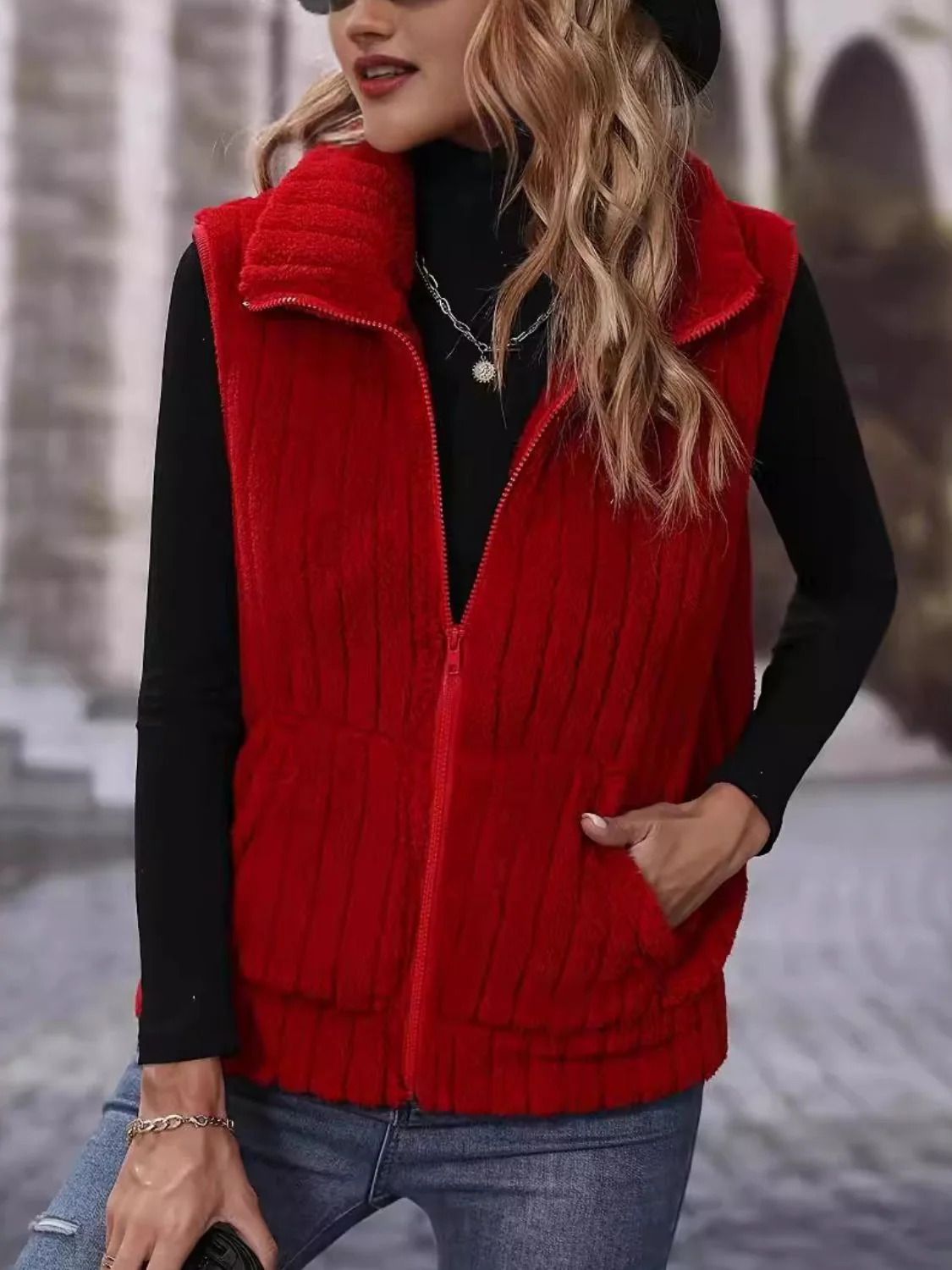 Dayana | Vest coat with zip and pockets - Image 4