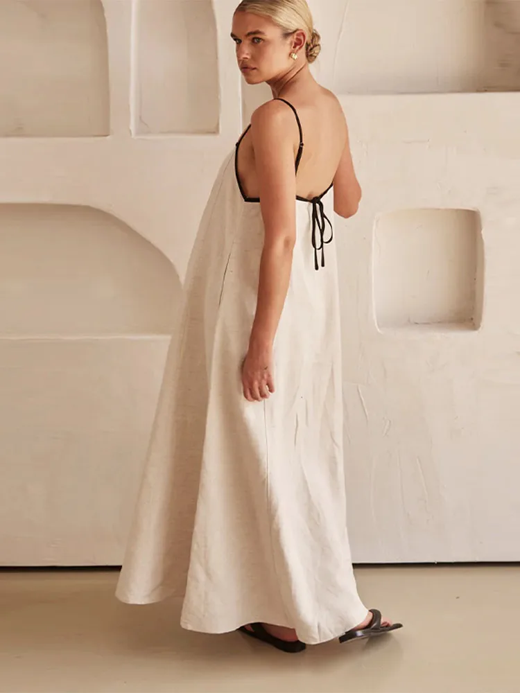 Débora® | Elegant Linen-Cotton Dress With Open Back - Image 5