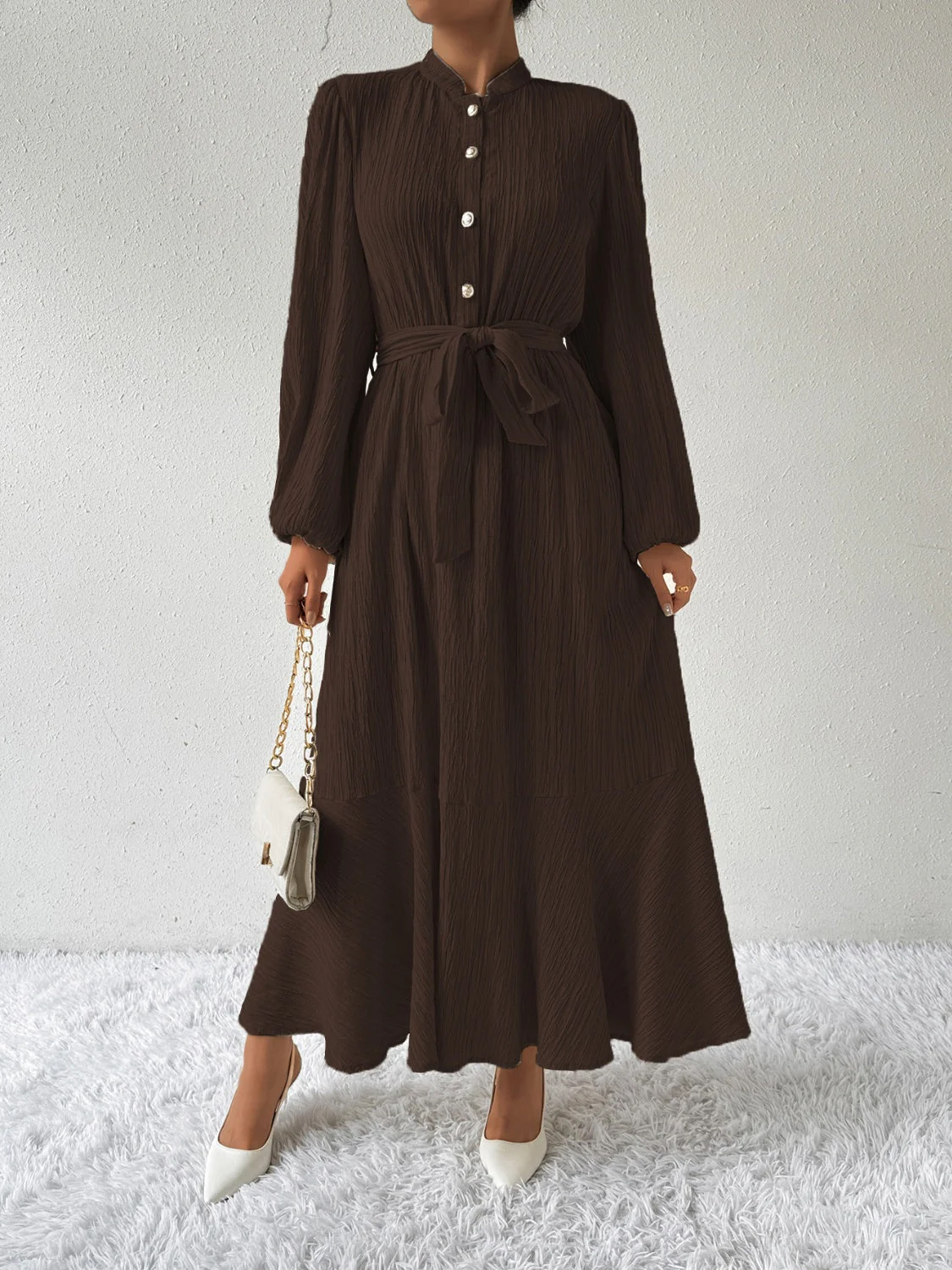 Delaney® | Elegant Long-Sleeved Maxi Dress With Tie Belt - Image 4
