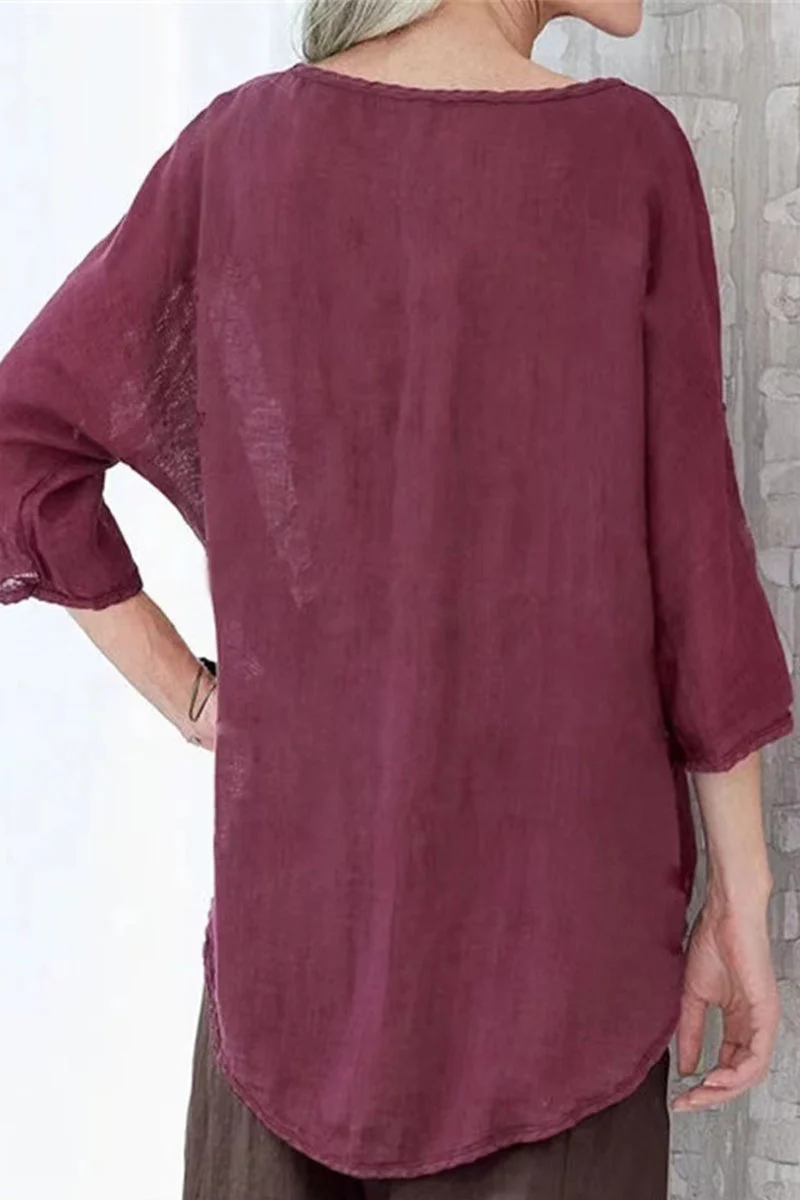 Delia | Casual solid color O-neck tops - Image 5
