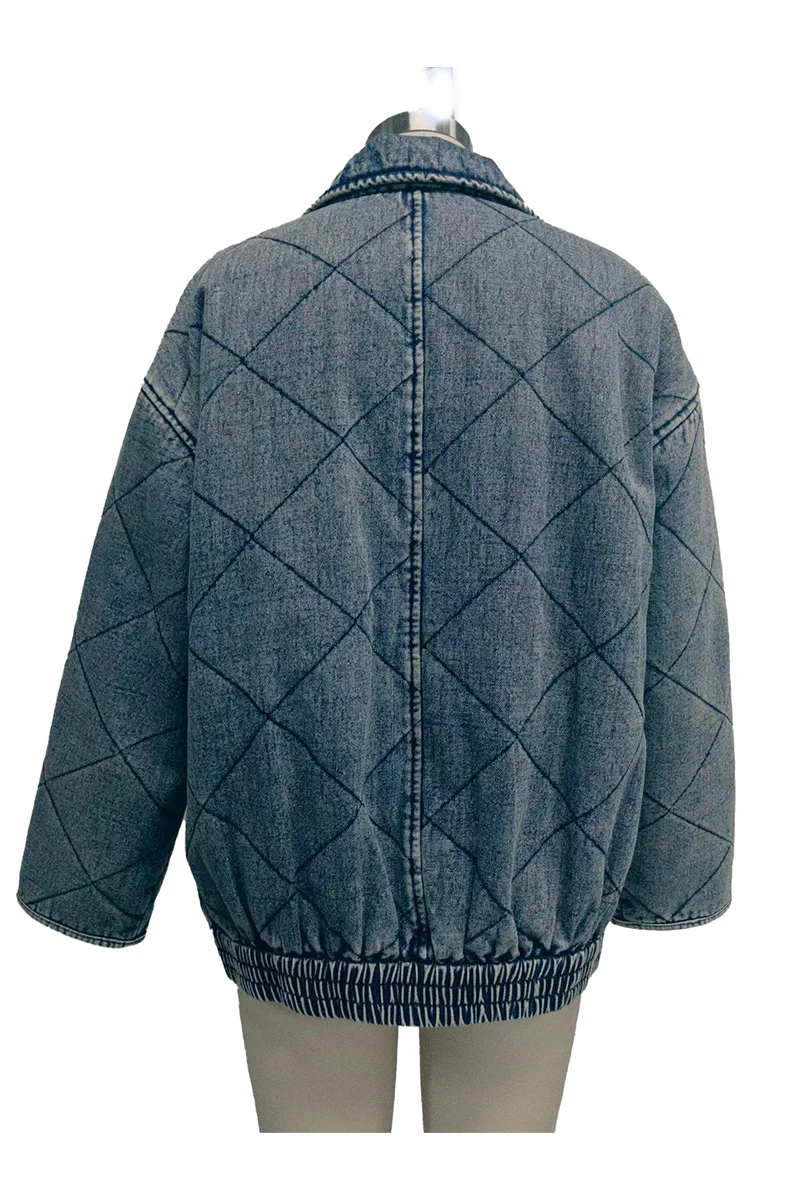 Denise | Casual solid color outerwear with distressed zipper and turn-down collar - Image 12