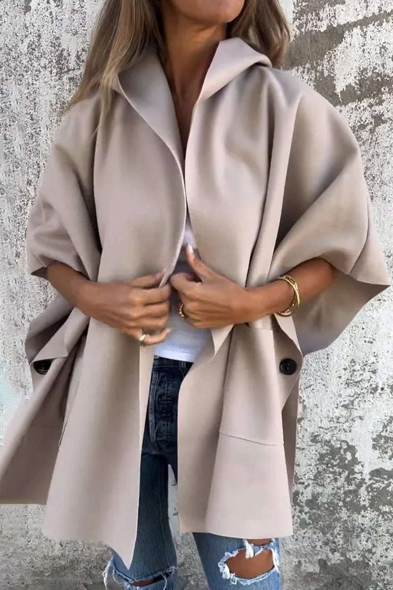 Diana | Casual solid color outerwear with pocket turn-down collar