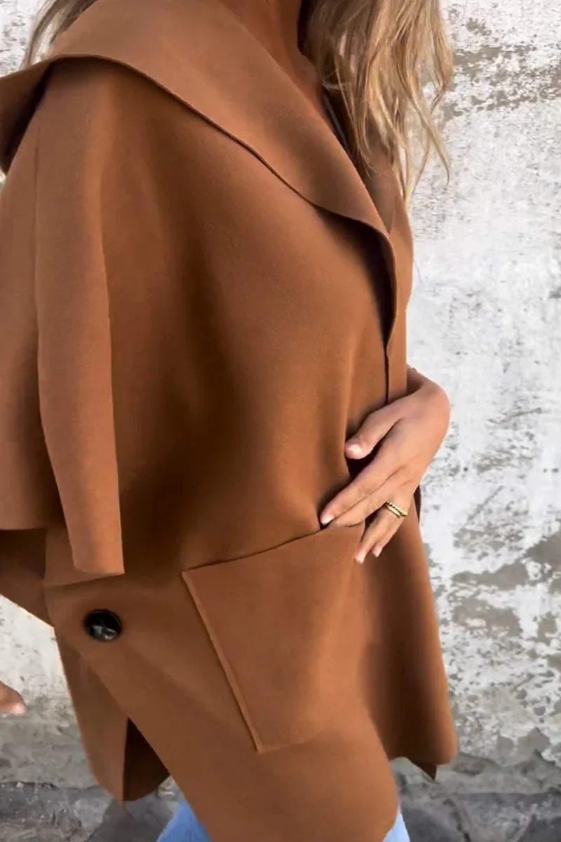 Diana | Casual solid color outerwear with pocket turn-down collar - Image 10