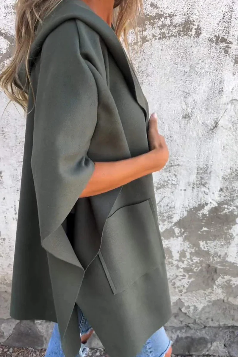 Diana | Casual solid color outerwear with pocket turn-down collar - Image 11