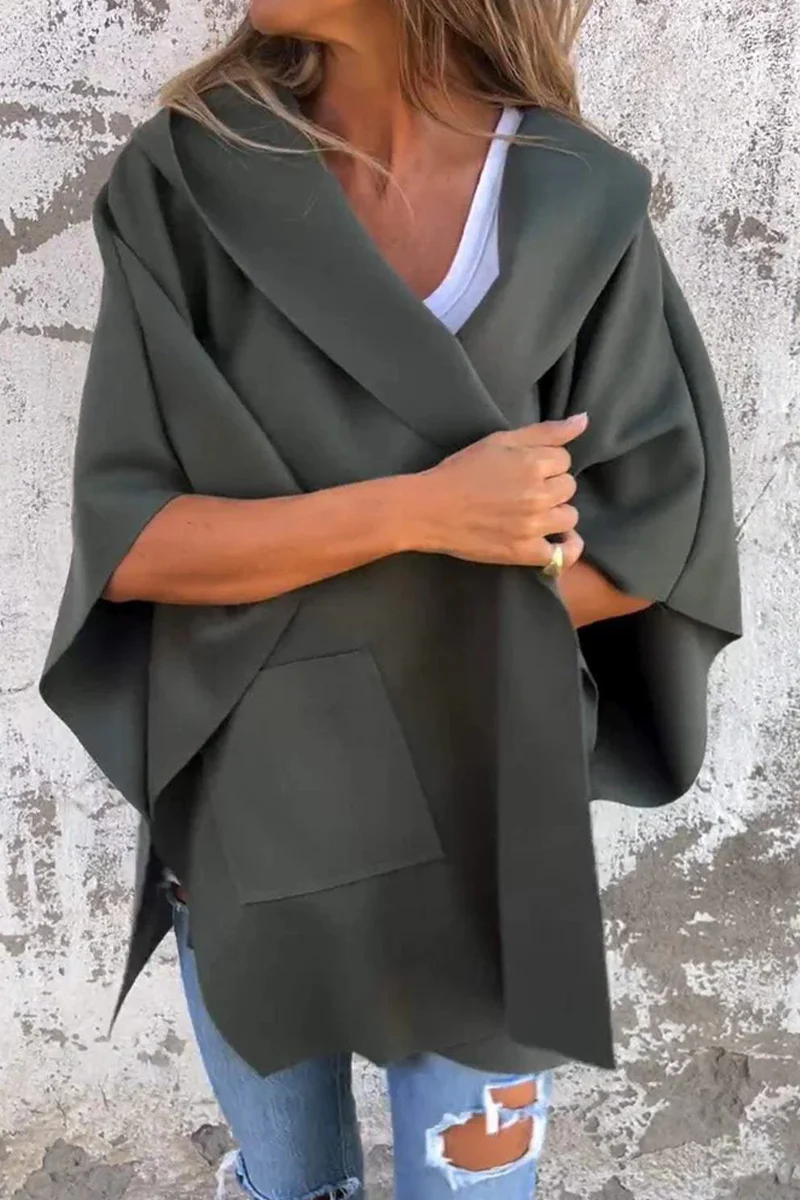 Diana | Casual solid color outerwear with pocket turn-down collar - Image 5