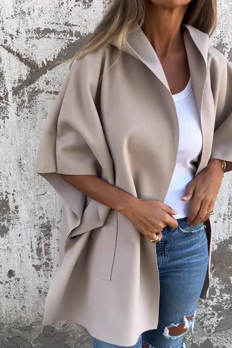 Diana | Casual solid color outerwear with pocket turn-down collar - Image 6