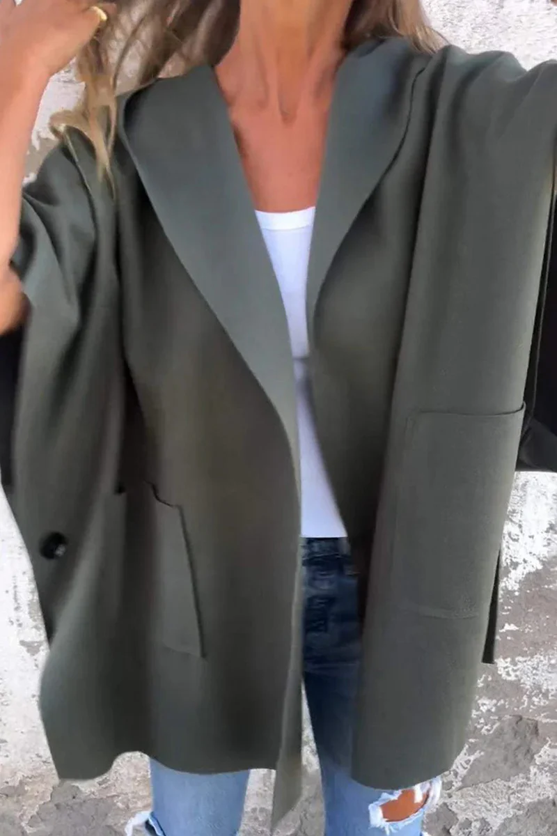 Diana | Casual solid color outerwear with pocket turn-down collar - Image 8