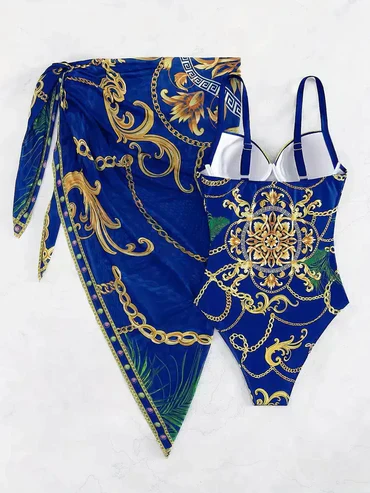 Diana® | Elegant Sleeveless Swimwear With A Blue Pattern - Image 3