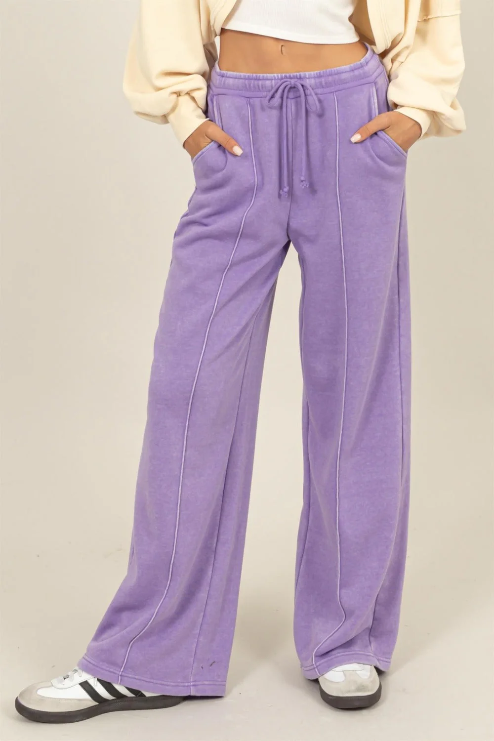 Diana | Wide leg trousers with high waist and drawstring