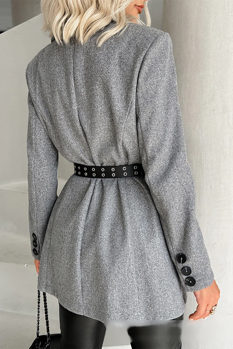 Dina | Casual color block patchwork contrast outerwear with adjustable reversible collar - Image 4