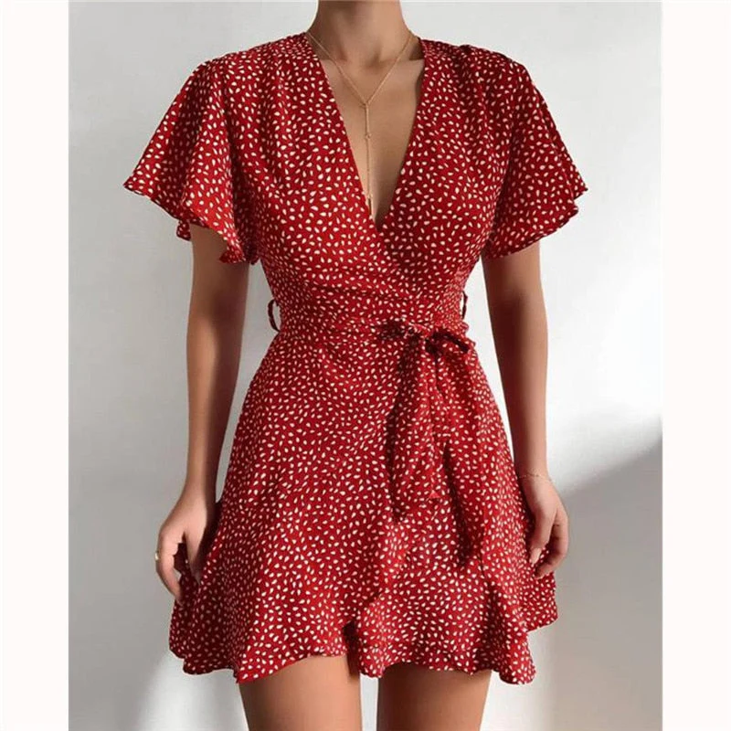 Dinora® | Fashionable Dress With Charming Ruffles And V-Neck - Image 2
