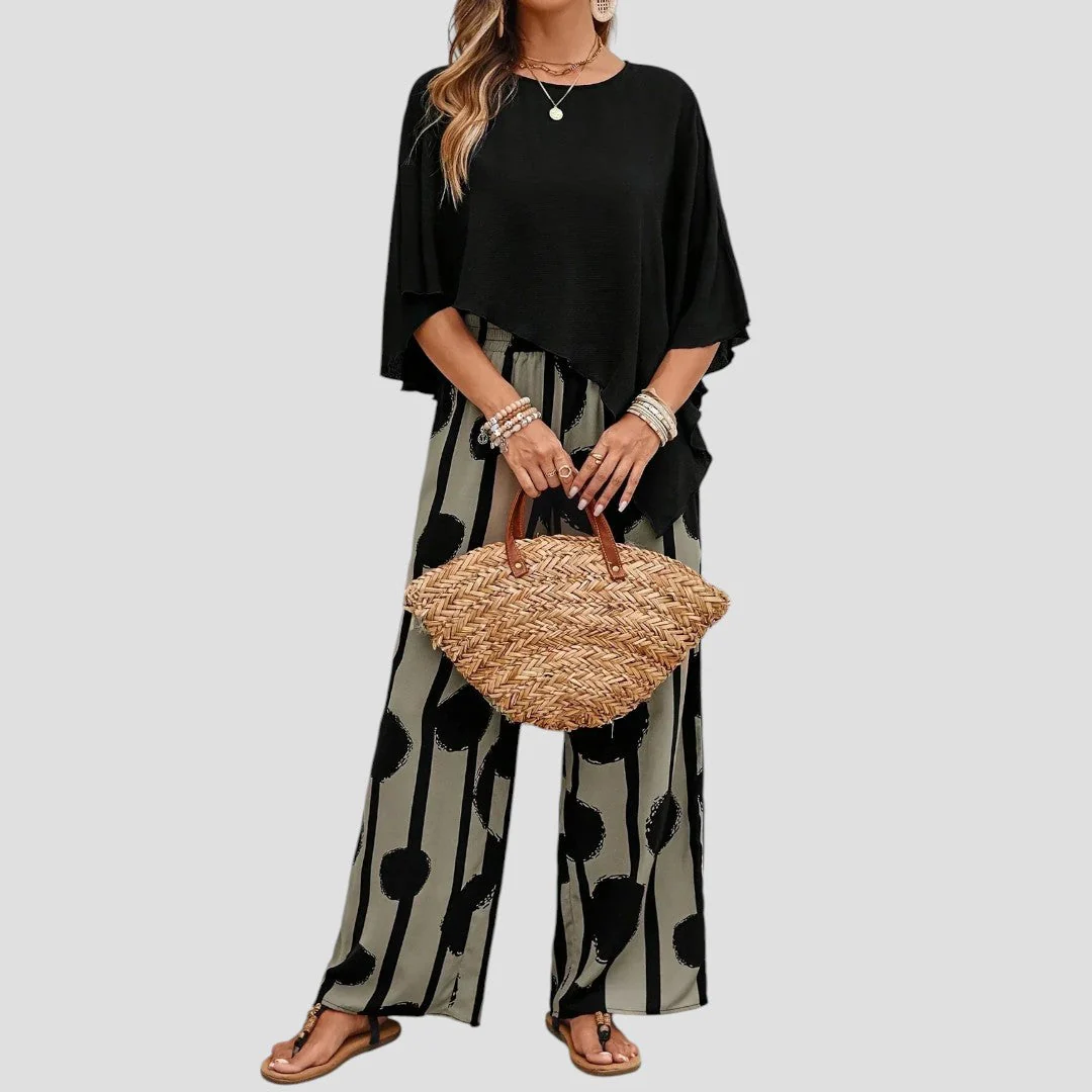 Dominica® | Asymmetric women's set with printed pants - Image 3