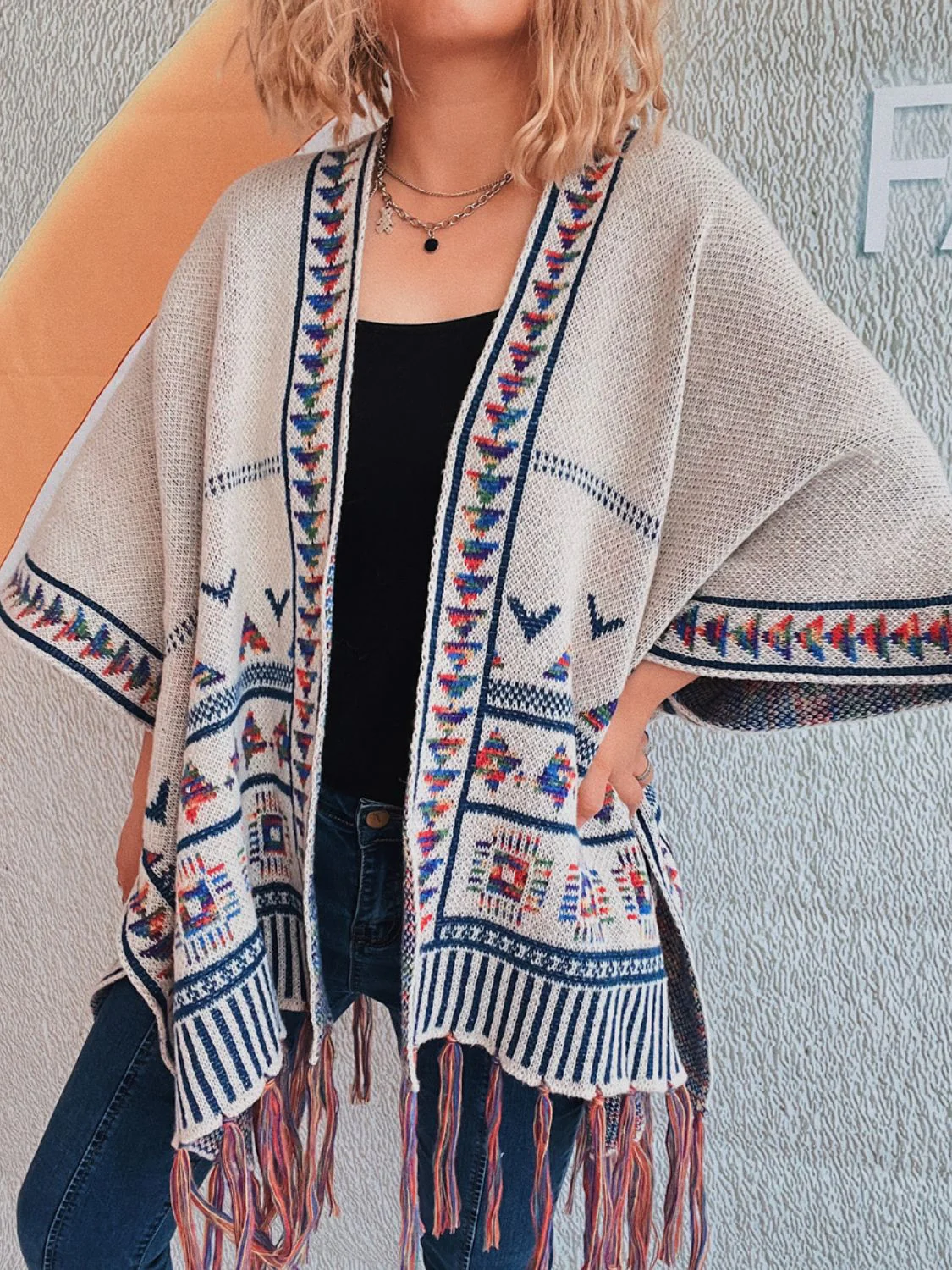 Dominique | Open front fringe cardigan