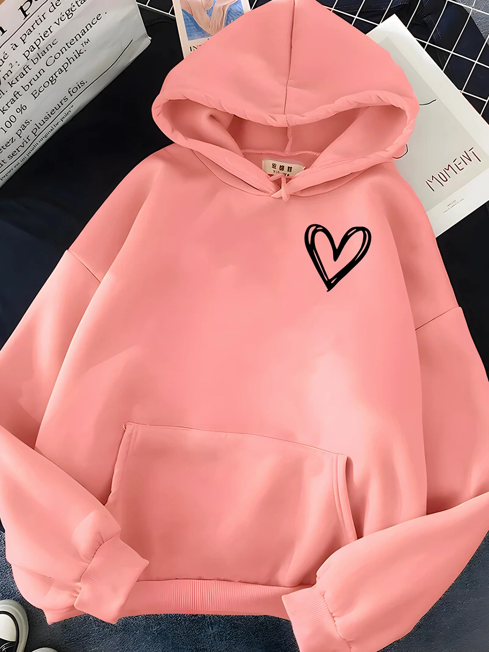 Dora | Women's heart print hoodie - Image 6