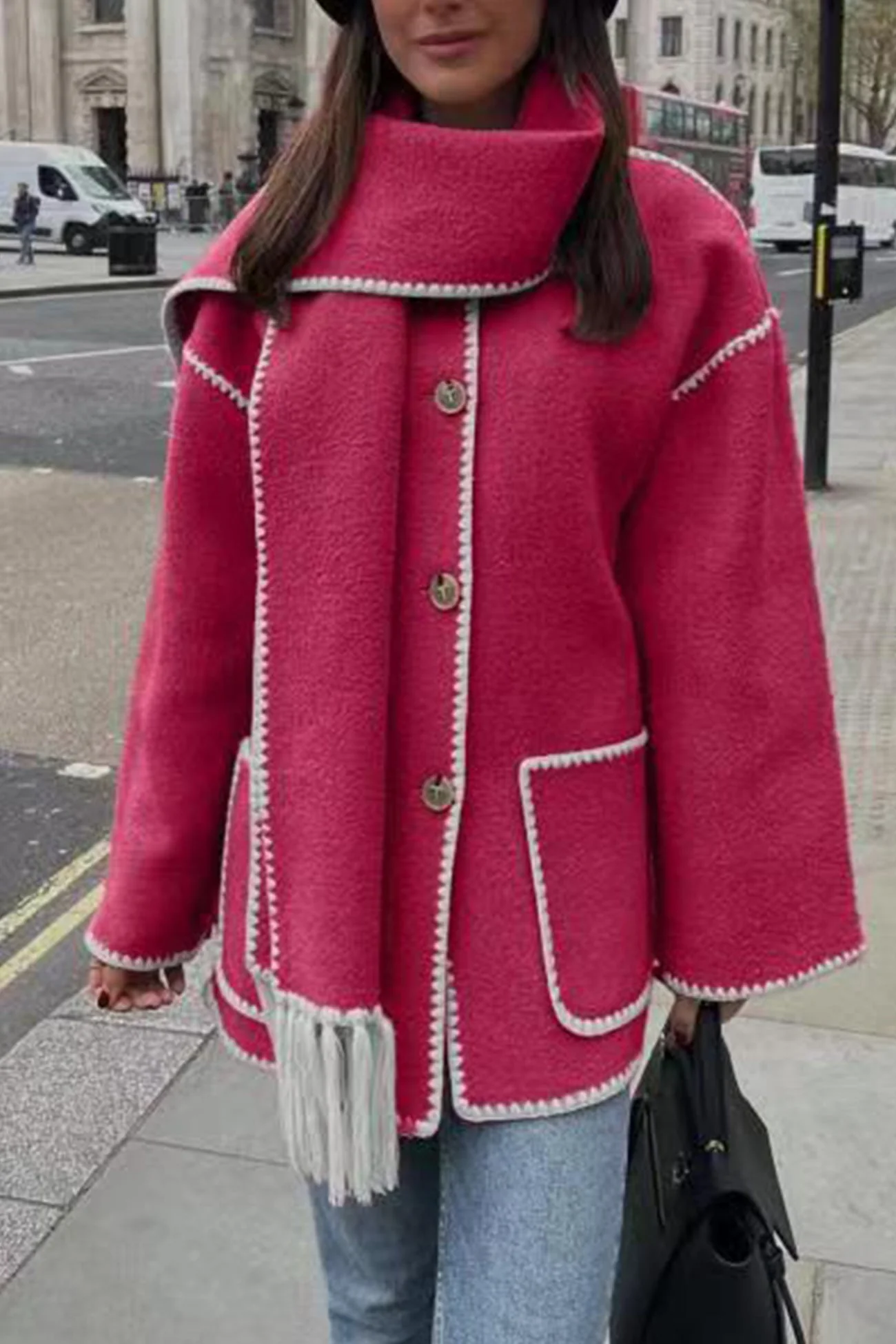 Doris | Fringed hem with shawl coat