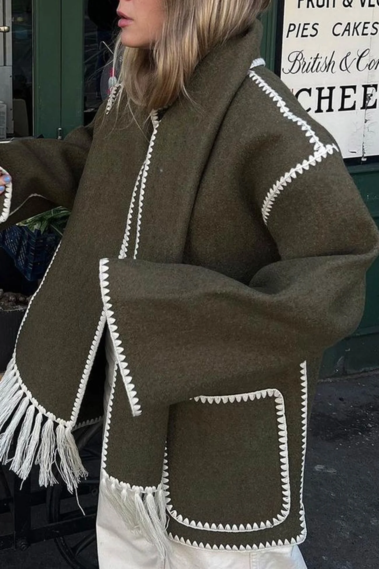 Doris | Fringed hem with shawl coat - Image 10