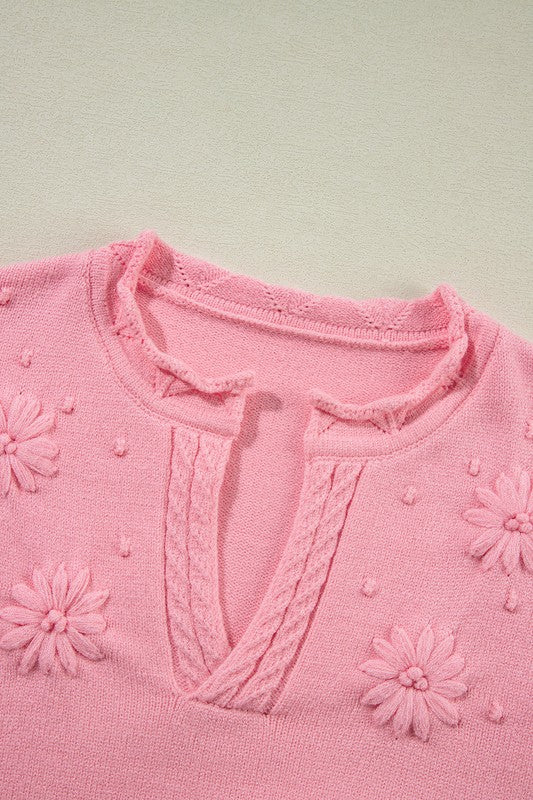Doris | Knitted sweater with a notched neckline and a floral pattern - Image 10