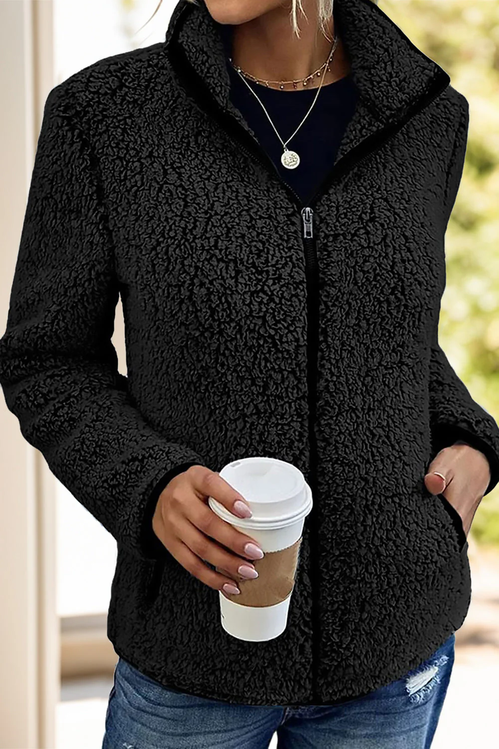 Doris | Turtleneck jacket with zip and pockets - Image 14