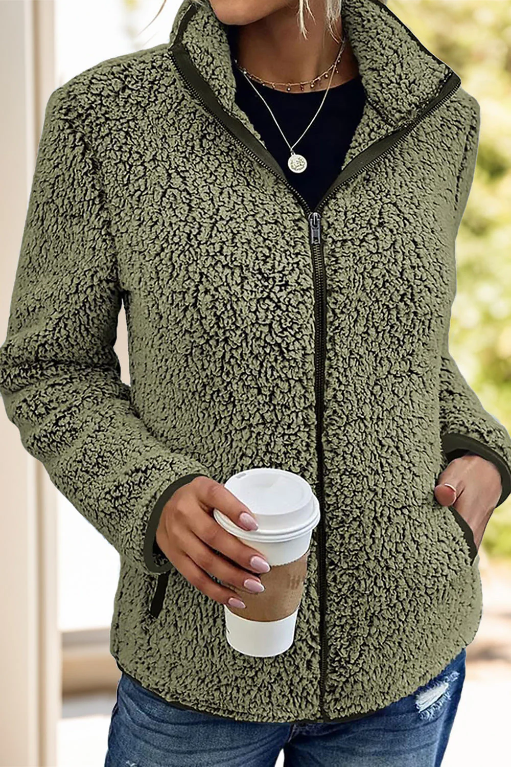 Doris | Turtleneck jacket with zip and pockets - Image 16