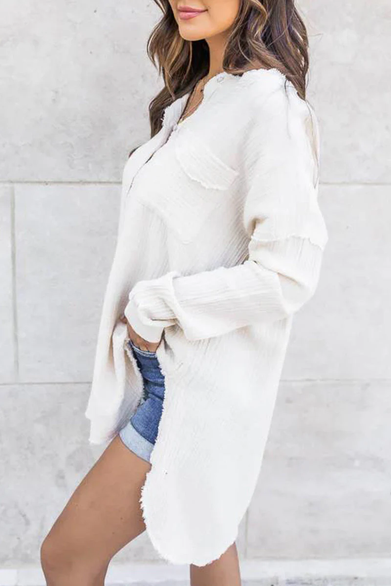 Dorotea | Casual tops with plain buttons and O-neck - Image 5
