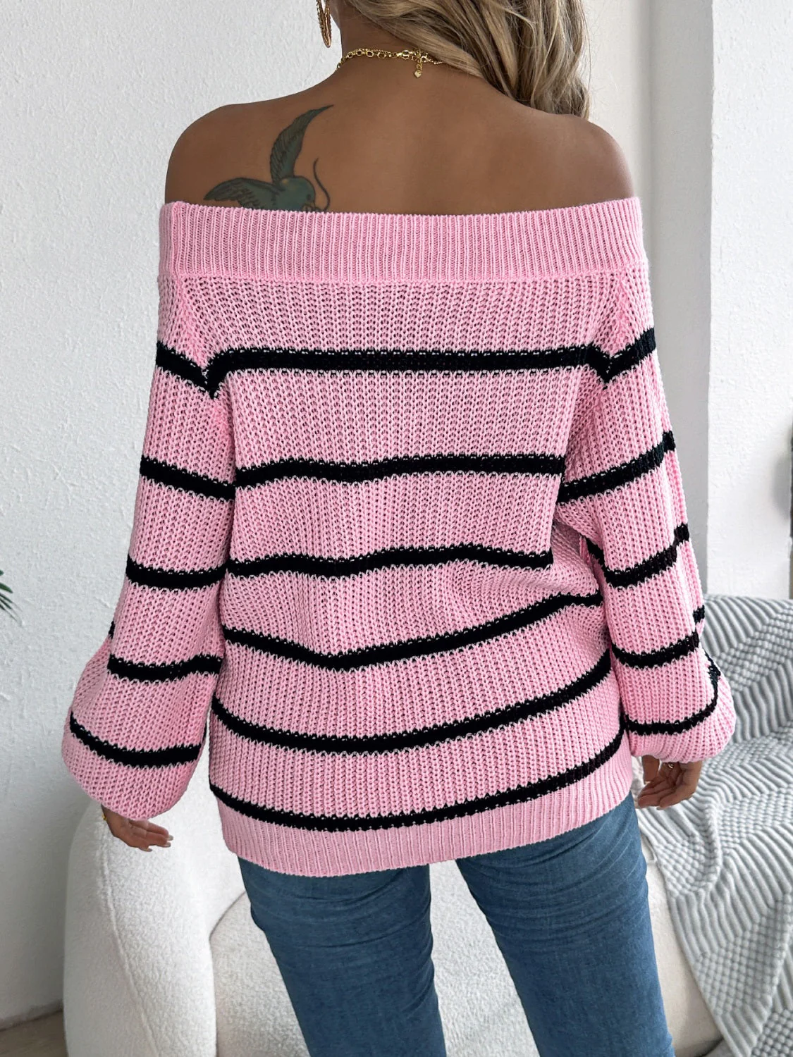 Dorotea | Striped off-the-shoulder long-sleeve sweater - Image 16