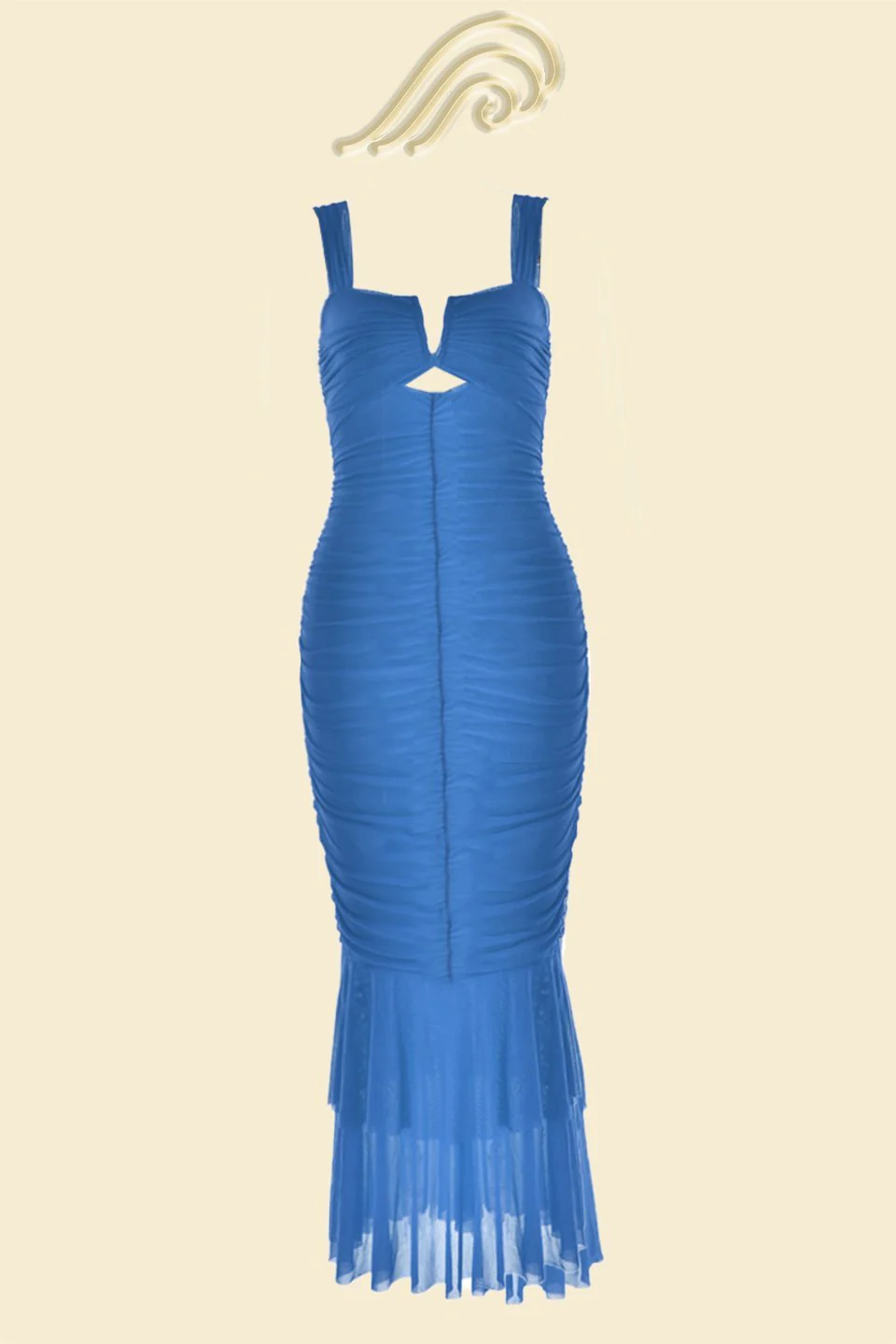 Dulce® | Flared Ruched Mesh Midi Dress - Image 12