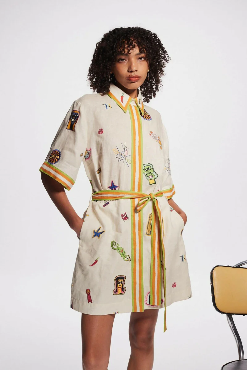Dulce® | Short-Sleeved Embroidered Mini Dress - Image 6