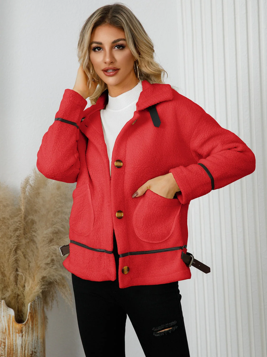Edith | Jacket with pockets and button placket and collar - Image 10