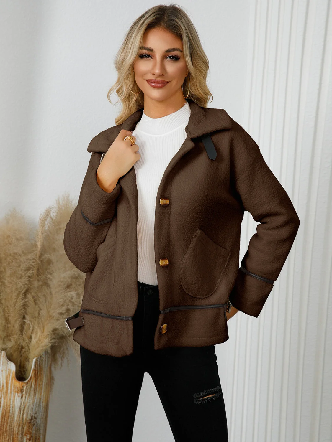 Edith | Jacket with pockets and button placket and collar - Image 13