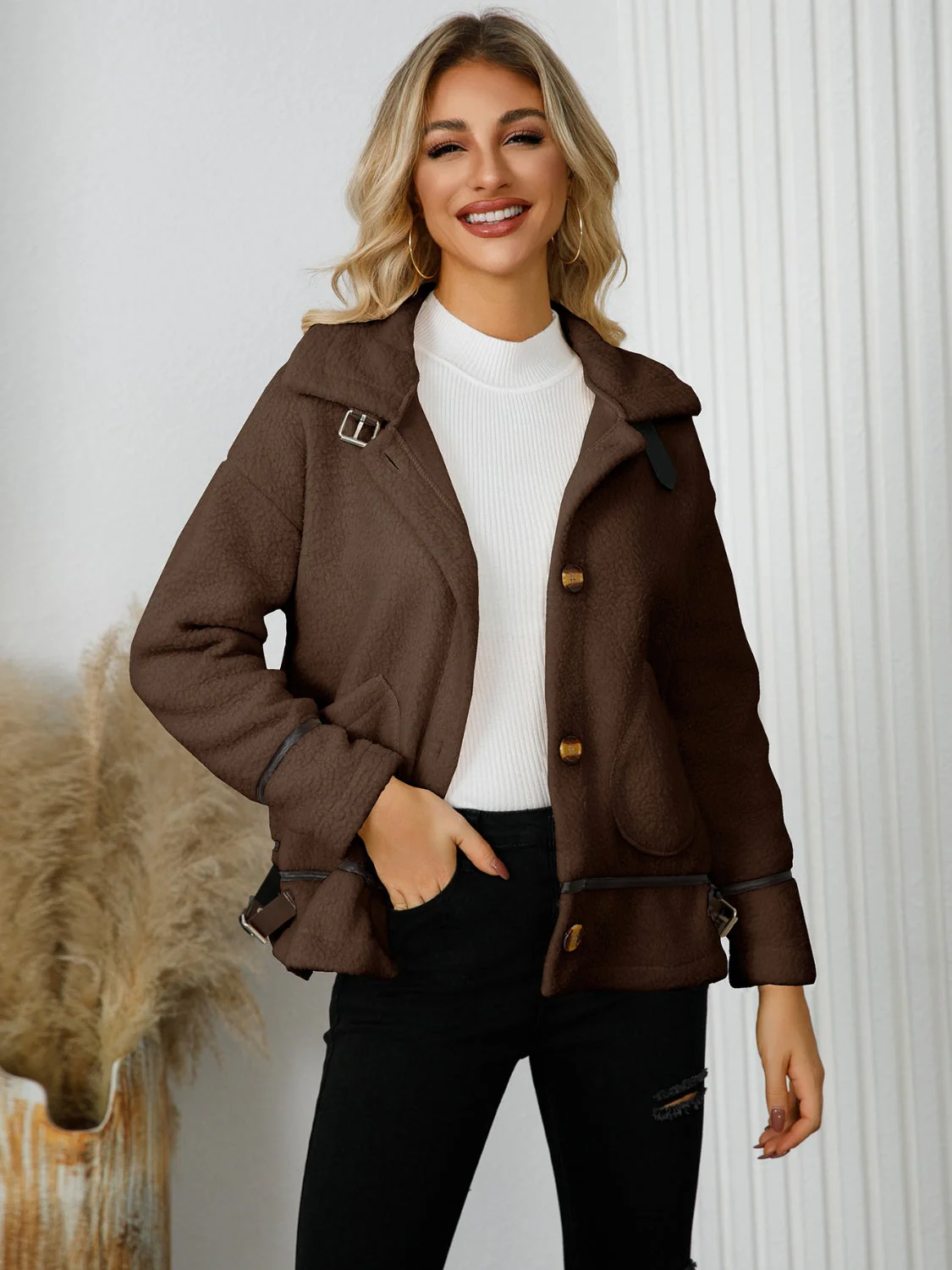 Edith | Jacket with pockets and button placket and collar - Image 14