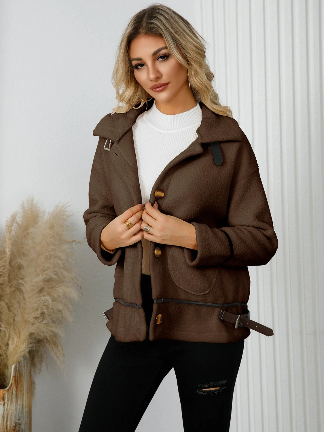 Edith | Jacket with pockets and button placket and collar - Image 15