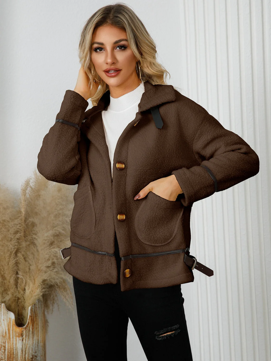 Edith | Jacket with pockets and button placket and collar - Image 16