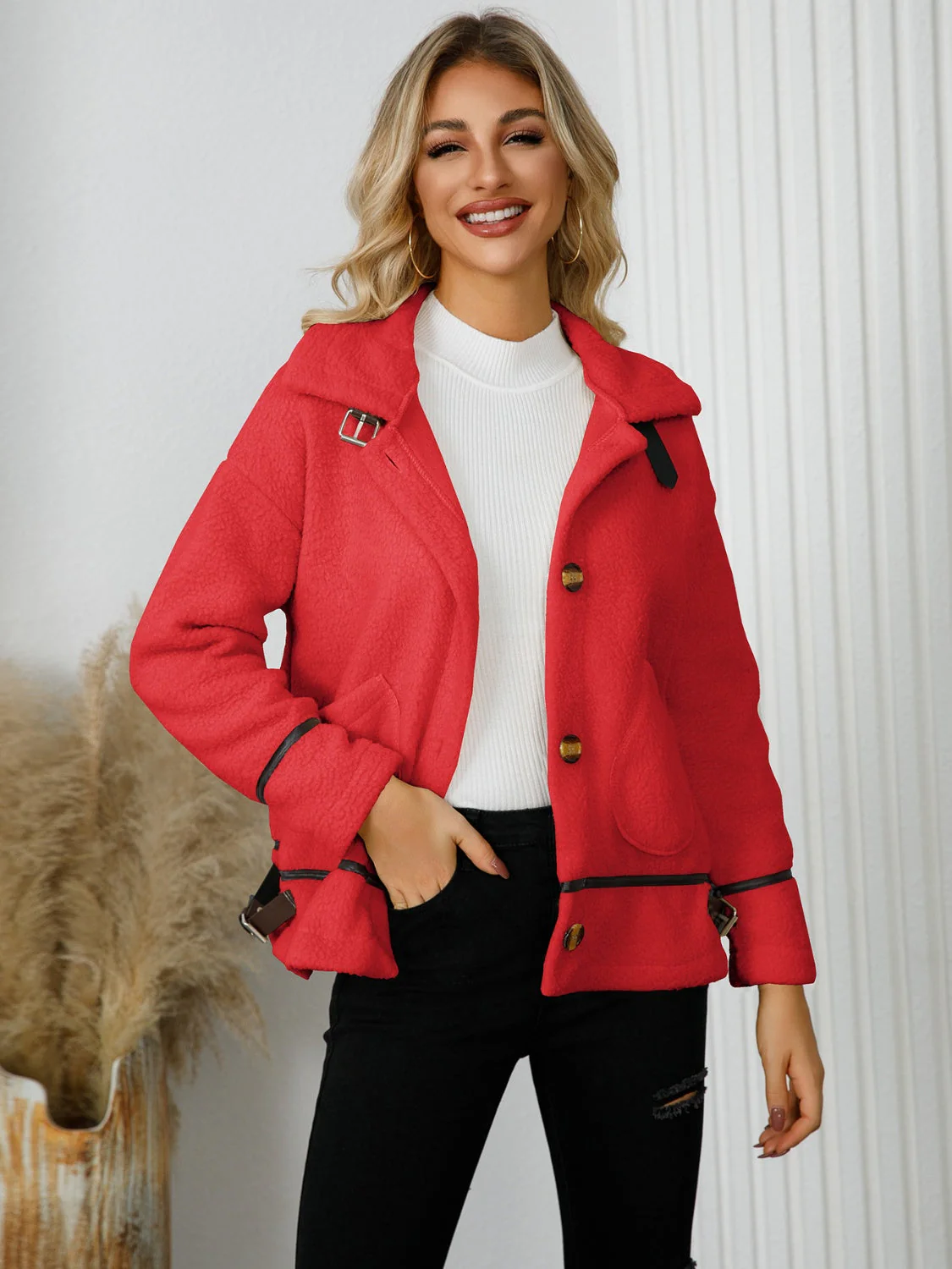 Edith | Jacket with pockets and button placket and collar - Image 8