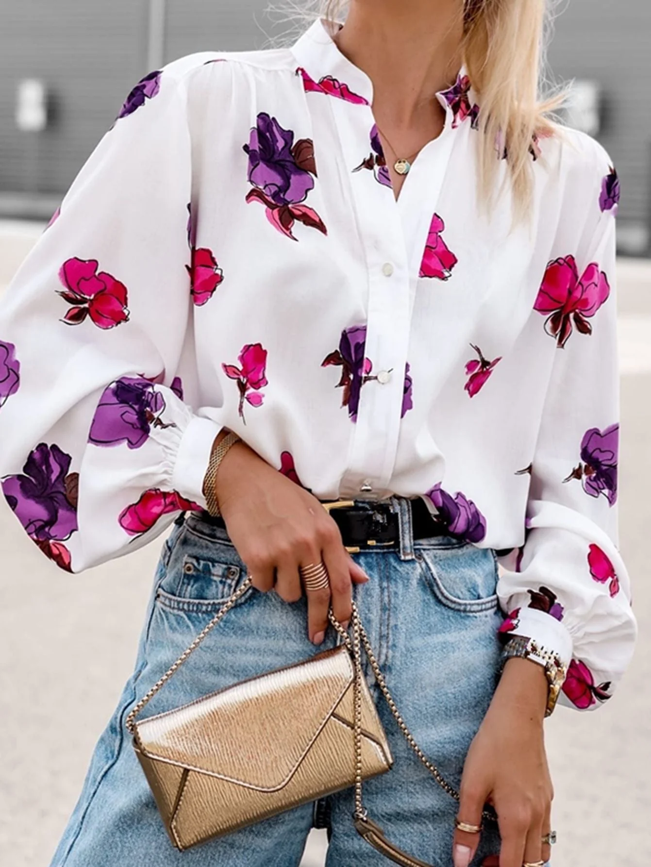 Edith® | Women'S Blouse With Floral Design And Elegant Button Placket - Image 6