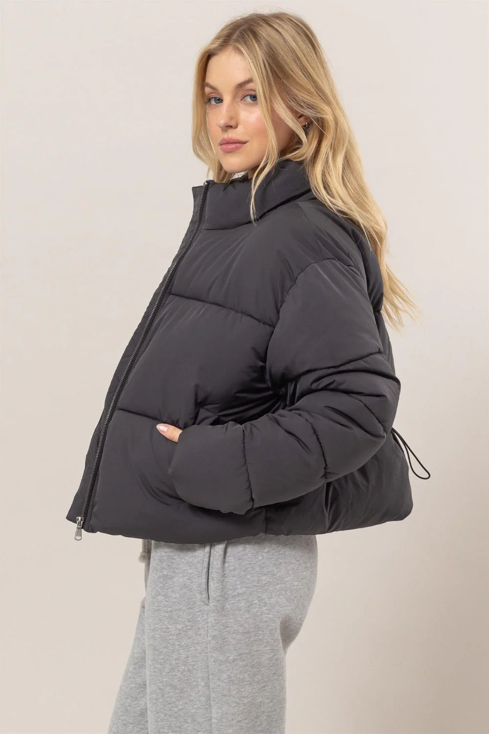 Edna | Puffer jacket with quilted back and drawstring - Image 3