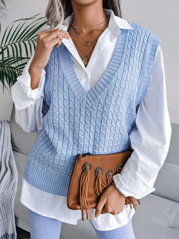 Edna® | Women'S V-Neck Fried Dough Casual Loose Knit Sweater - Image 6