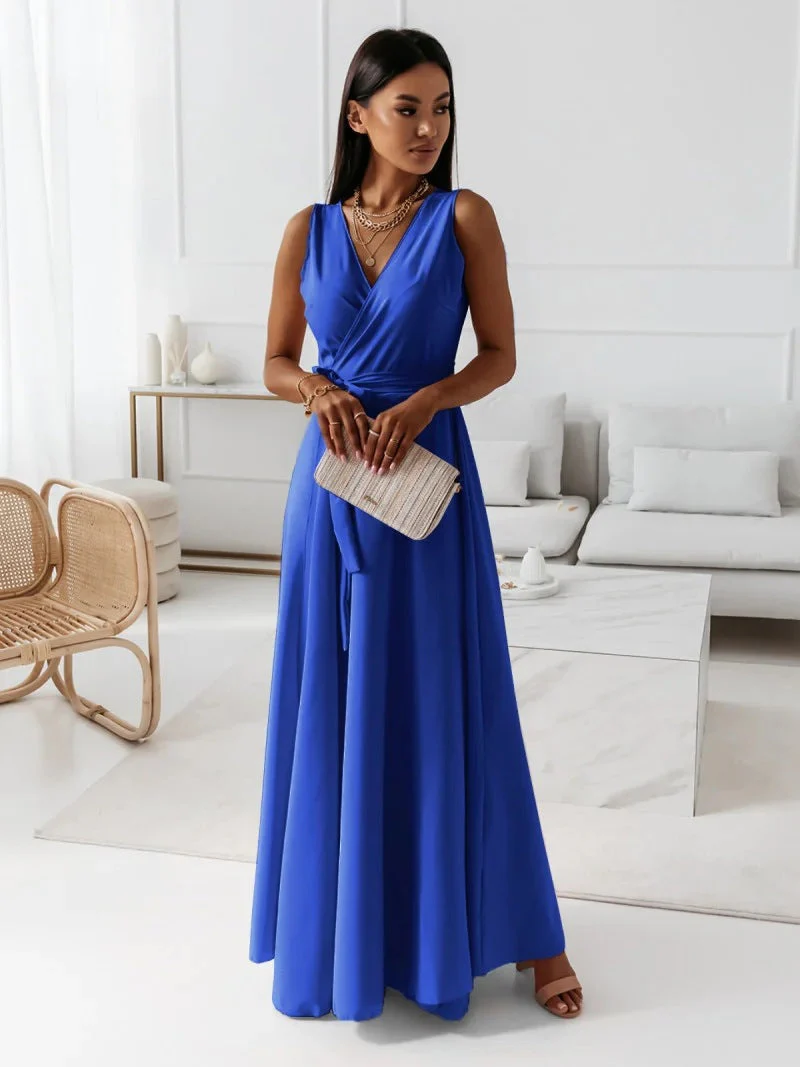Edvige® | Women'S Solid Color V-Neck Long Dress - Image 7