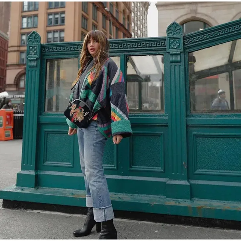 Eileen® | Quilted kimono jacket with rainbow stripes