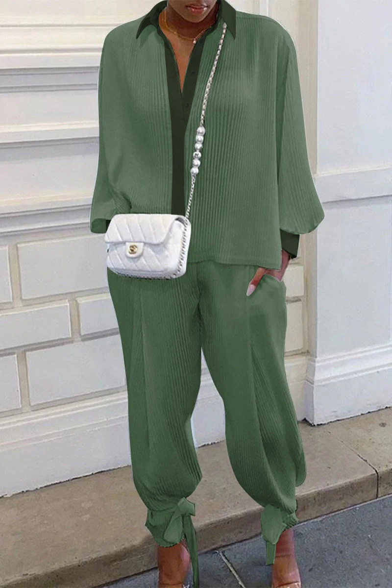 Elda® | Elegant Long-Sleeved Ribbed Polo And Trouser Set - Image 3