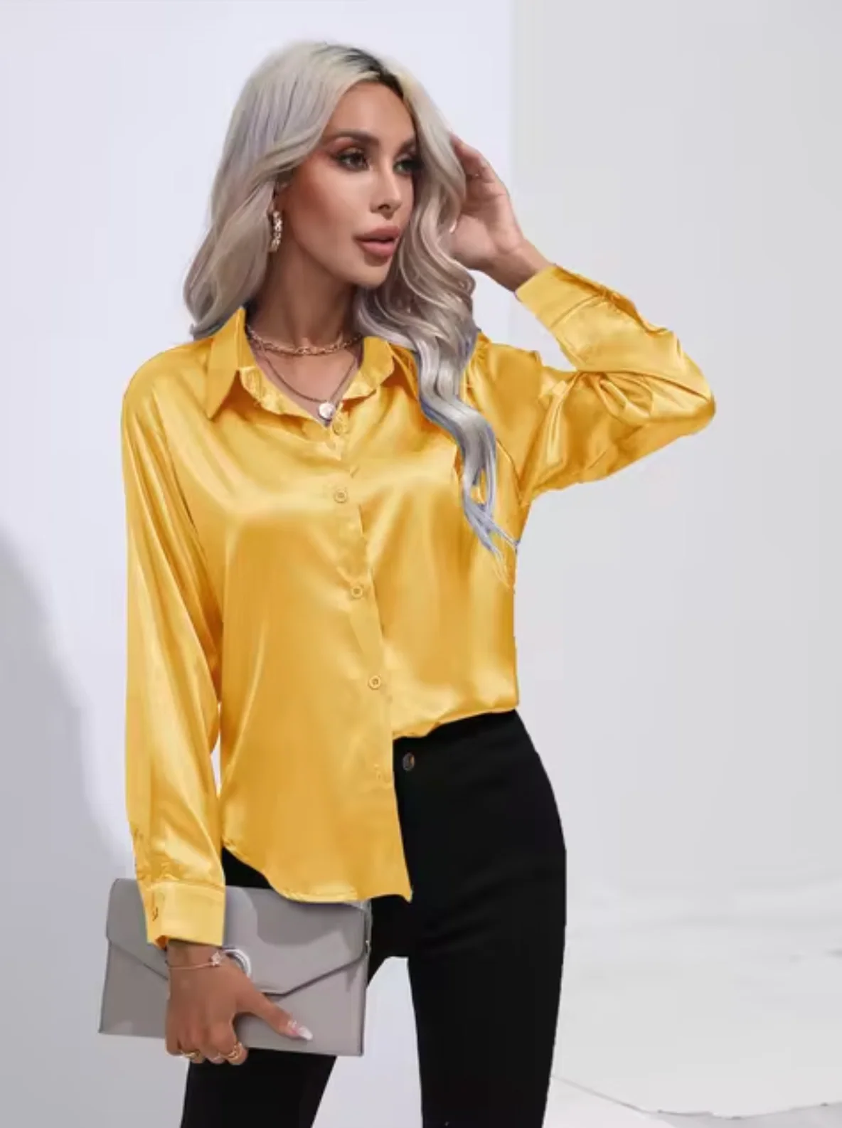 Eleanor® | Long Sleeve Satin Blouse - Image 15